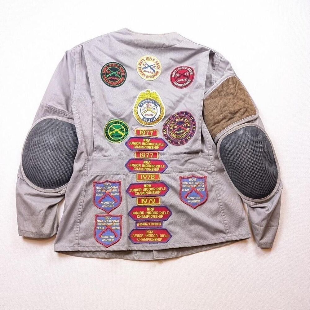Vintage 70s NRA Shooting Jacket 10-X Patches MN WI Shooting Championship Size L